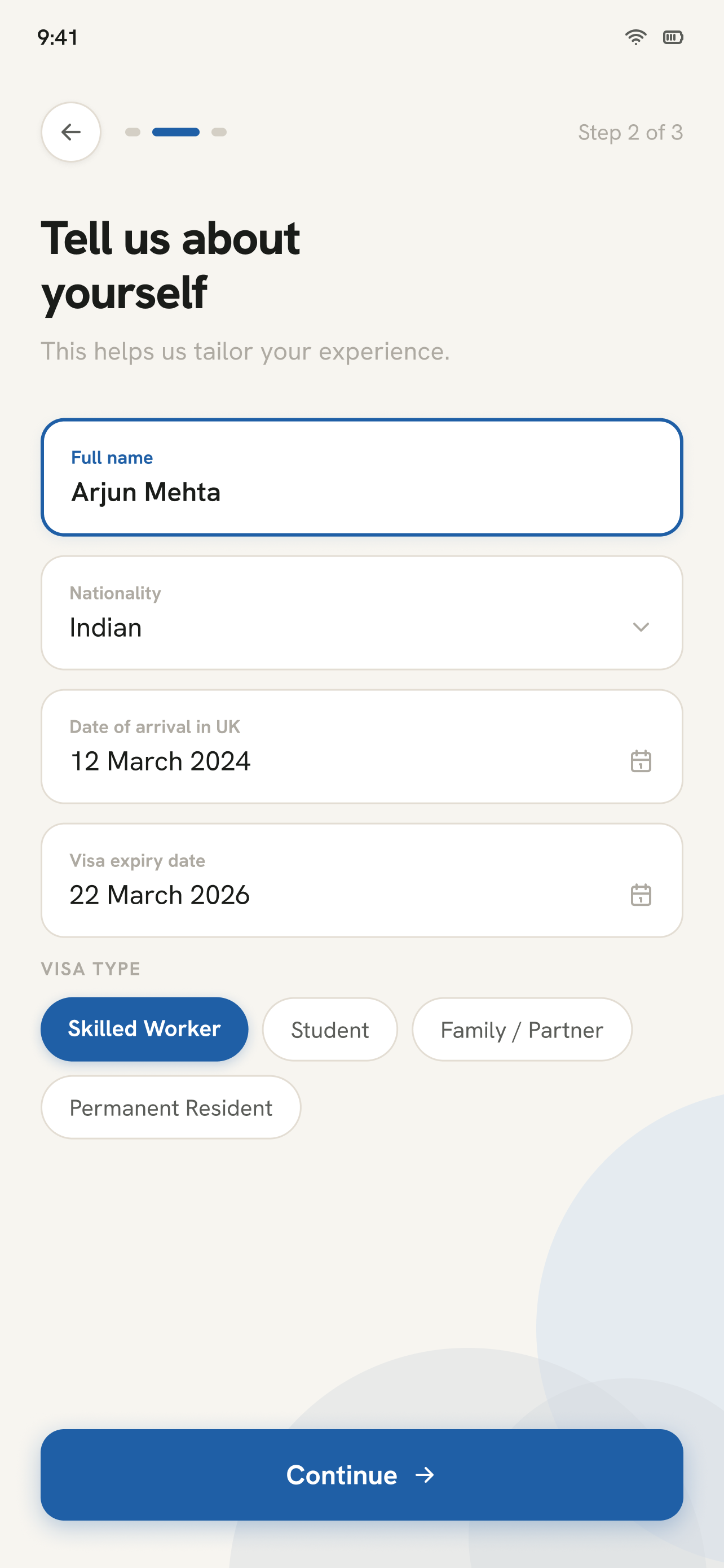 Onboarding profile